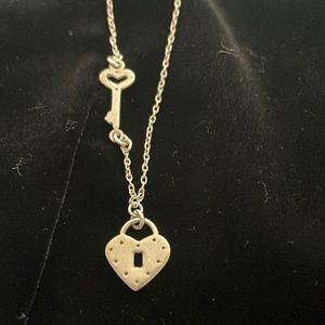 Adorable heart and key Silver necklace